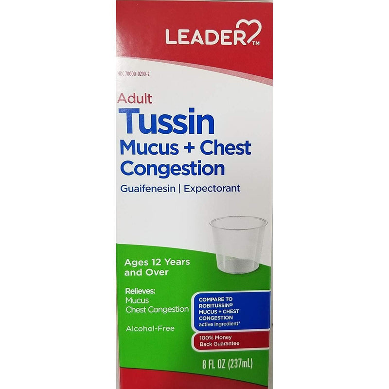 Leader Leader Adult Tussin Mucus+Chest Congestion, 8 Oz. Per Bottle Health & Beauty Light Gray