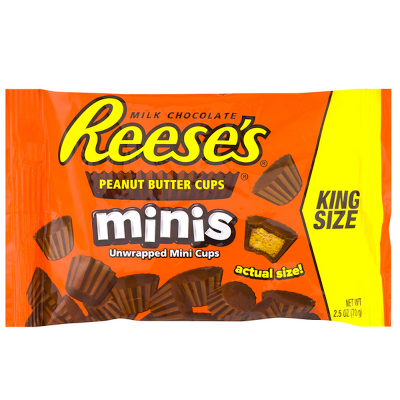 Reese's Reese's Minis Milk Chocolate Peanut Butter Cups – King Size (2.5 oz) Candy & Chocolate Yellow