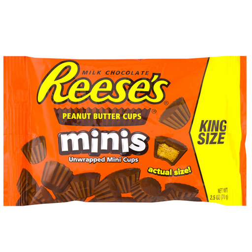 Reese's Reese's Minis Milk Chocolate Peanut Butter Cups – King Size (2.5 oz) Candy & Chocolate Yellow