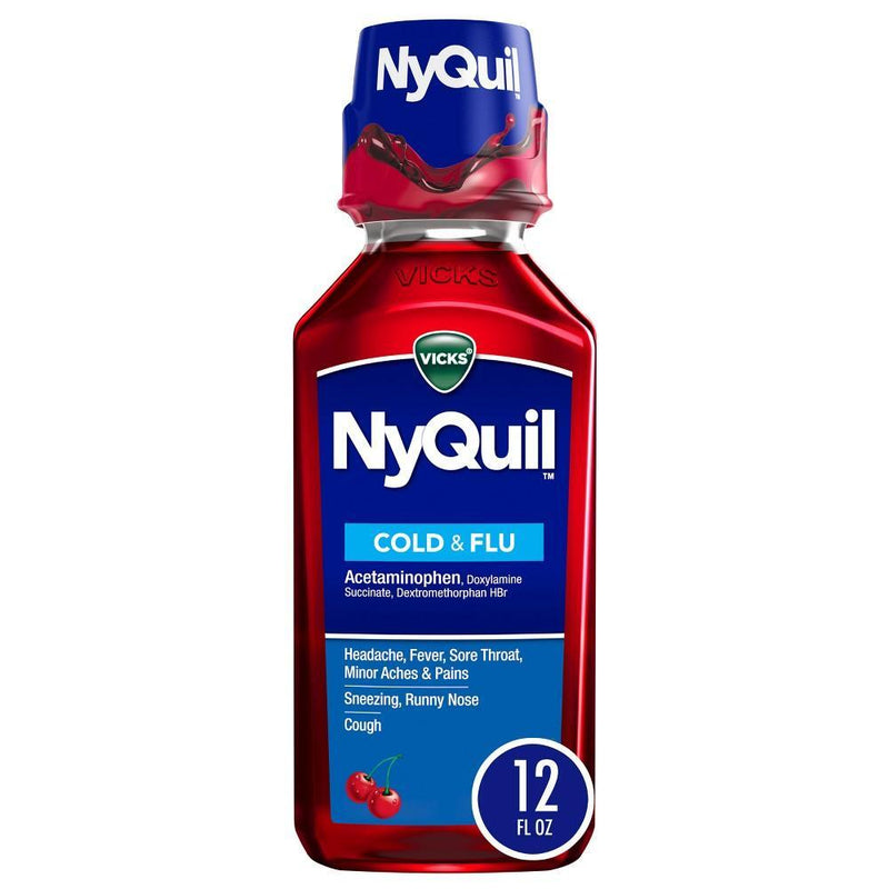 Vicks Vicks NyQuil Nighttime Cold & Flu Relief Liquid, Berry Flavor, 12 fl oz Medicine & Drugs White Smoke