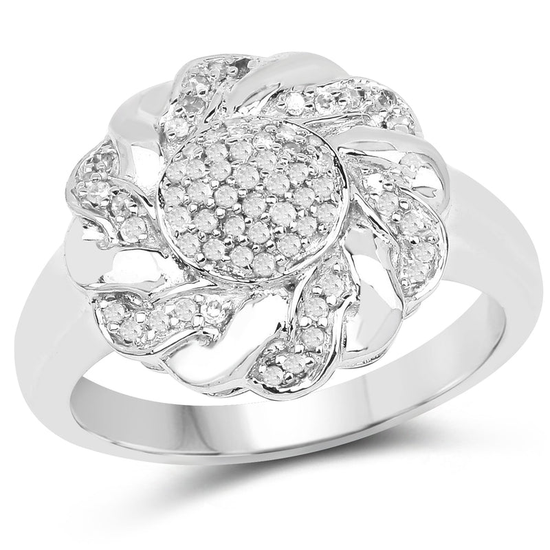 Bids.com 14K Yellow Gold Plated 0.28 Carat Genuine White Diamond .925 Sterling Silver Ring Rings White Smoke size 6.00,size 7.00,size 8.00