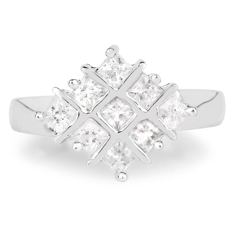 Bids.com 1.08 Carat Genuine White Sapphire .925 Sterling Silver Ring Rings White Smoke size 7.00,size 8.00,size 6.00,size 9.00