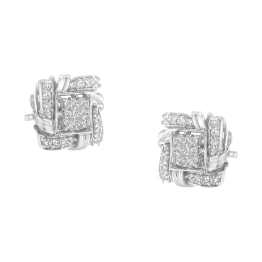 Bids.com .925 Sterling Silver 1/2 Cttw Round-Cut Diamond Stud Earrings (I-J Color, I1-I2 Clarity) Earrings White Smoke White.Sterling Silver / 0.5