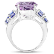 Bids.com 6.62 Carat Genuine Amethyst, Tanzanite and White Topaz .925 Sterling Silver Ring Rings White Smoke size 6.00,size 5.00,size 7.00,size 8.00,size 9.00