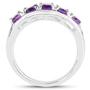Bids.com 1.70 Carat Genuine  Amethyst .925 Sterling Silver Ring Rings White Smoke size 7.00,size 6.00,size 8.00,size 5.00,size 9.00