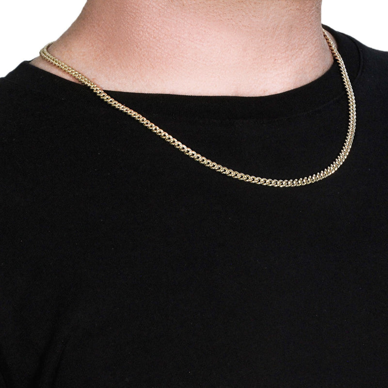 Bids.com 10k Yellow Gold Semi Solid Miami Cuban Chain (4.50 mm) Necklaces Black 18 / Yellow Gold,20 / Yellow Gold,22 / Yellow Gold,24 / Yellow Gold