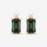Bids.com 1.24 Carat Genuine Green Tourmaline and White Diamond 14K Yellow Gold Earrings Earrings White Smoke