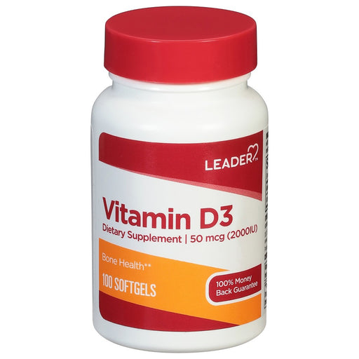 Leader Leader 50 Mcg (2000IU) Vitamin D3 100 Softgels Vitamins & Supplements White Smoke