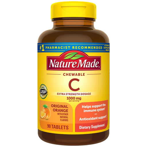 Nature Made Nature Made Extra Strength Dosage Chewable Vitamin C 1000mg Per Serving Immune Support Tablets - 90ct Vitamins & Supplements White Smoke