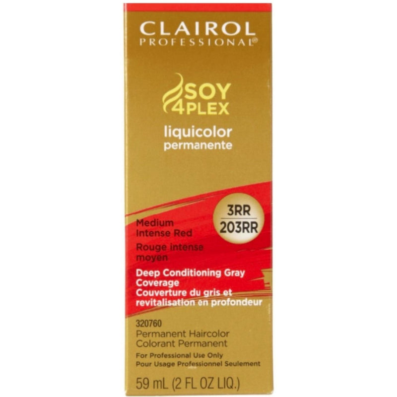 Clairol Professional Clairol Professional Soy4Plex 3RR/203RR Medium Intense Red LiquiColor Permanent Hair Color Hair Color Dark Khaki