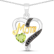 Bids.com 0.49 Carat Genuine Peridot and Black Spinel .925 Sterling Silver Pendant Pendants White Smoke size 18.00