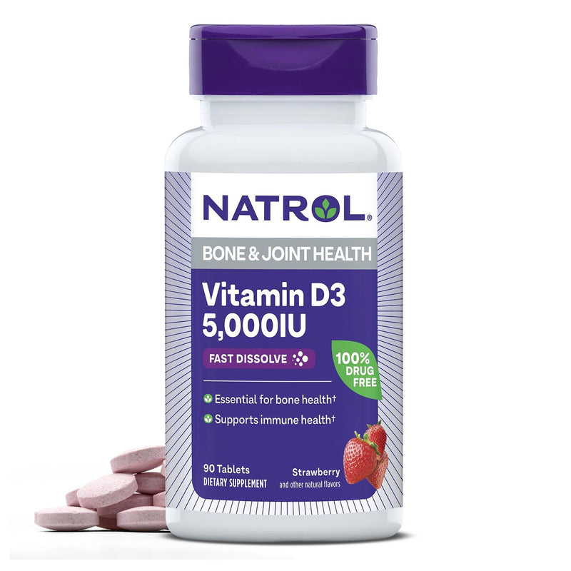 Natrol Vitamin D3 Td 5000 U - 90 Strawberry Vitamins & Supplements White Smoke