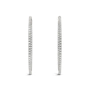 Bids.com 14k White Gold Slim Two Sided Diamond Hoop Earrings (1 1/2 cttw) Earrings White Smoke White Gold