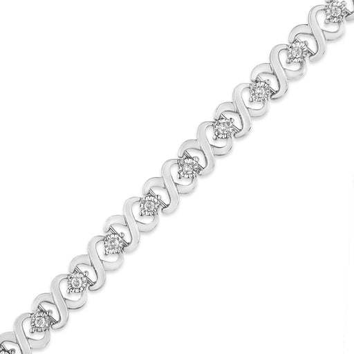 Bids.com .925 Sterling Silver 1/3 Cttw Miracle Plate Round-Cut Diamond Infinity Link Bracelet  (I-J Color, I3 Clarity)  - Size 7.25" Bracelets White Smoke White.Sterling Silver / 7.25