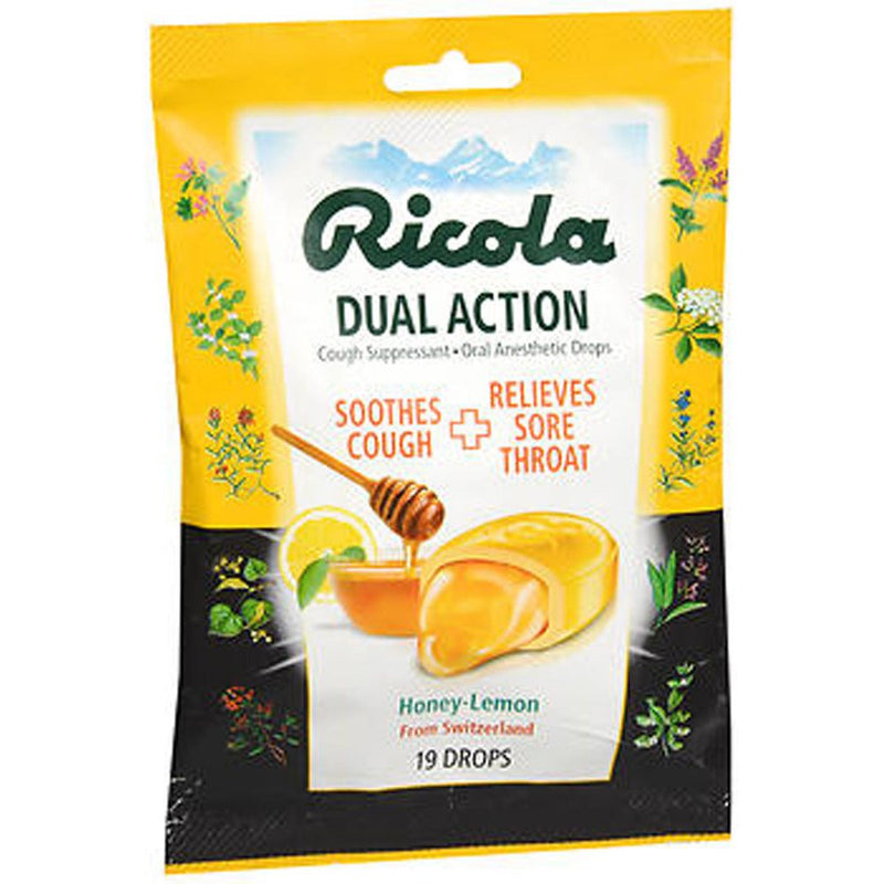 Ricola Ricola Dual Action Honey Lemon Cough Suppressant Drops Health & Beauty White Smoke
