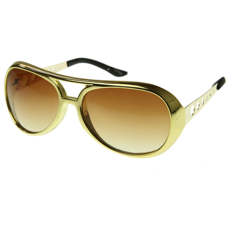 zeroUV Retro Large Elvis King Of Rock and Roll Aviator Sunglasses 2203 Sunglasses White Smoke Gold,Silver,Black