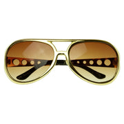 zeroUV Retro Large Elvis King Of Rock and Roll Aviator Sunglasses 2203 Sunglasses White Smoke Gold