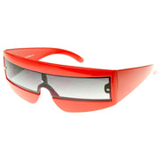 zeroUV Retro Futuristic 1980's Fashion Shield Novelty Sunglasses 8399 Sunglasses White Smoke Red,Black,White,Blue,Pink,Yellow,Orange