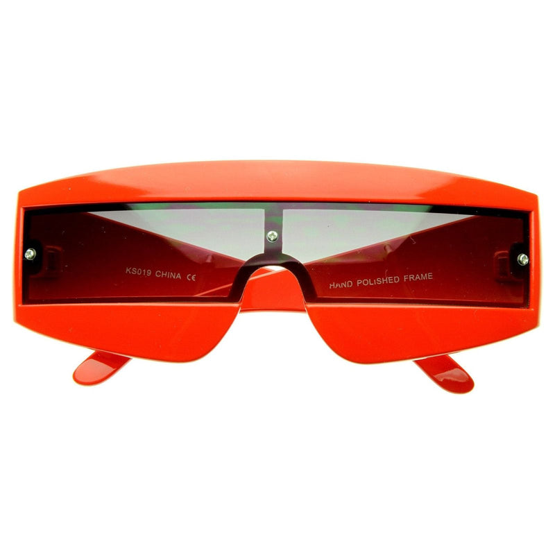 zeroUV Retro Futuristic 1980's Fashion Shield Novelty Sunglasses 8399 Sunglasses White Smoke Red