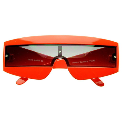 zeroUV Retro Futuristic 1980's Fashion Shield Novelty Sunglasses 8399 Sunglasses White Smoke Red