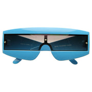 zeroUV Retro Futuristic 1980's Fashion Shield Novelty Sunglasses 8399 Sunglasses White Smoke Blue