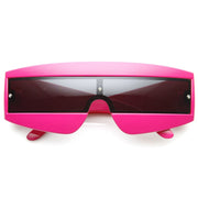 zeroUV Retro Futuristic 1980's Fashion Shield Novelty Sunglasses 8399 Sunglasses White Smoke Pink