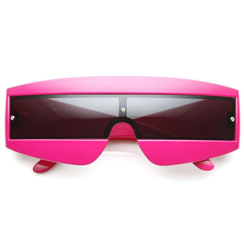 zeroUV Retro Futuristic 1980's Fashion Shield Novelty Sunglasses 8399 Sunglasses White Smoke Pink