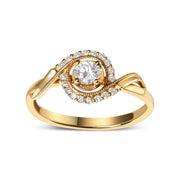 Bids.com 14K Yellow Gold 1/3 Cttw Diamond Solitaire and Halo Swirl Engagement Ring (G-H Color, VS2-SI1 Clarity)- Size 7 Rings White Smoke 7 / Yellow.Gold