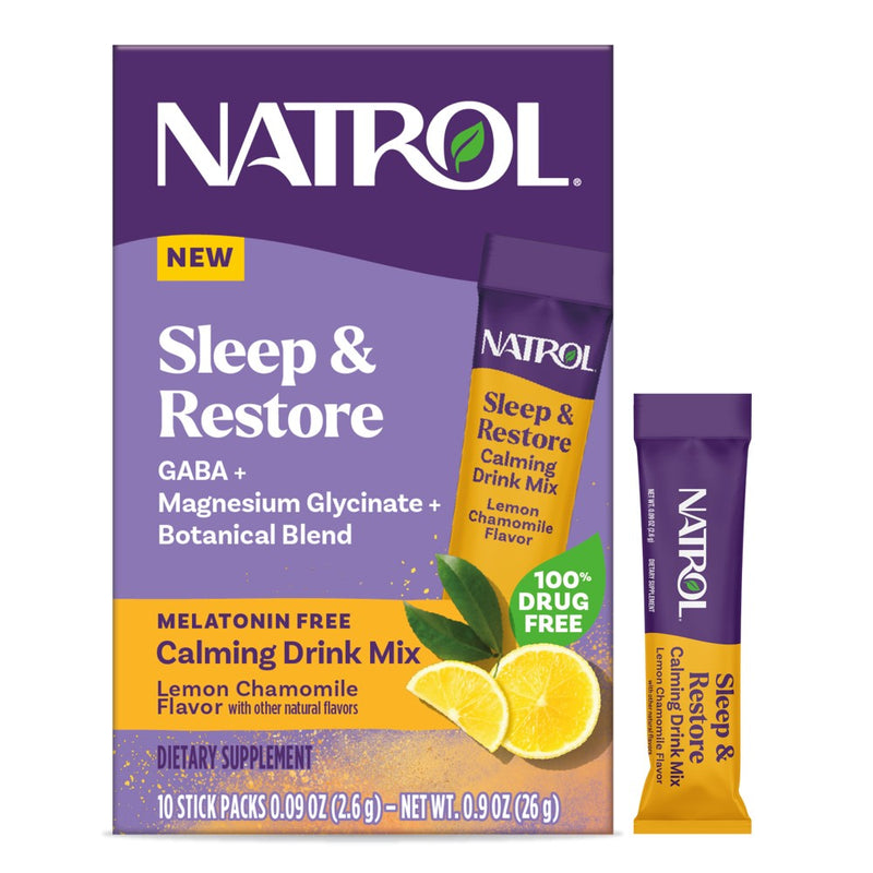 Natrol Natrol Non-Melatonin Sleep & Restore Powders - Lemon Chamomile - 10ct Melatonin White Smoke