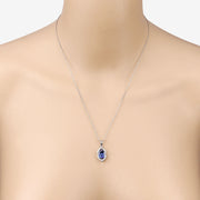 Bids.com 2.44 Carat Genuine Tanzanite and White Diamond 14K White Gold Pendant Pendants Wheat
