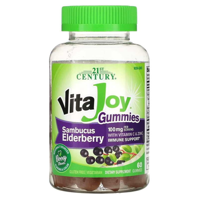 21st Century 21st Century VitaJoy Gummies: Sambucus Elderberry (60 Vegetarian Gummies) Vitamins & Supplements White Smoke