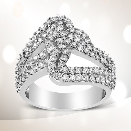 Bids.com 14K White Gold 1 1/2 Cttw Diamond Open Double Heart Bypass Ring Band (H-I Color, VS1-VS2 Clarity) - Ring Size 7 Rings White Smoke 7 / White.Gold