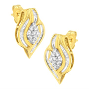 Bids.com 10K Yellow Gold 1/3 cttw Round-Cut Diamond Cluster and Swirl Stud Earrings (J-K Clarity, I2-I3 Color) Earrings White Smoke Yellow.Gold / 0.33