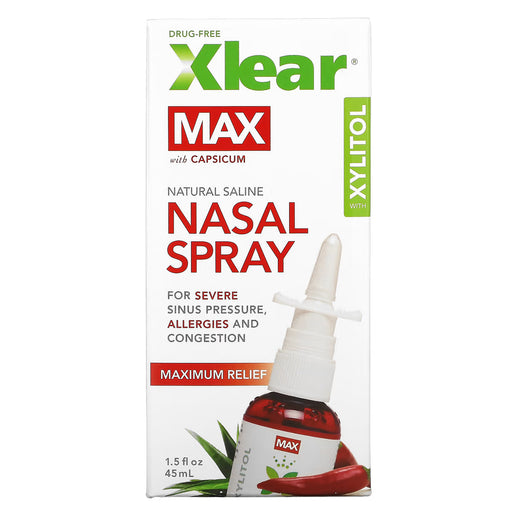 Xlear Xlear Saline Nasal Spray, Max, 1.5 Fl Oz Breath Spray White Smoke