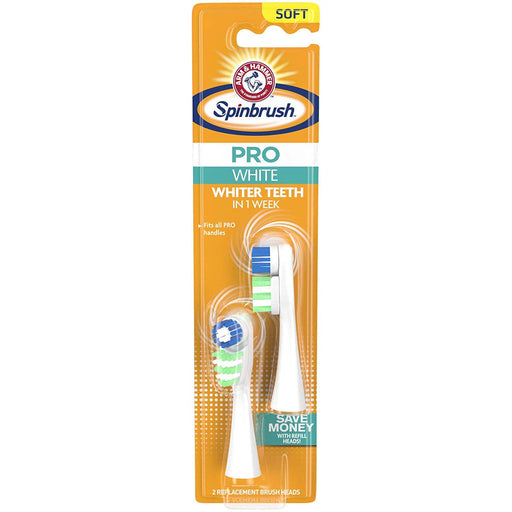 Arm & Hammer Arm & Hammer Spinbrush Pro Clean Refill, Medium Bristles, Includes 2 Replacement Heads For Battery Powered Toothbrushes Oral Care Goldenrod