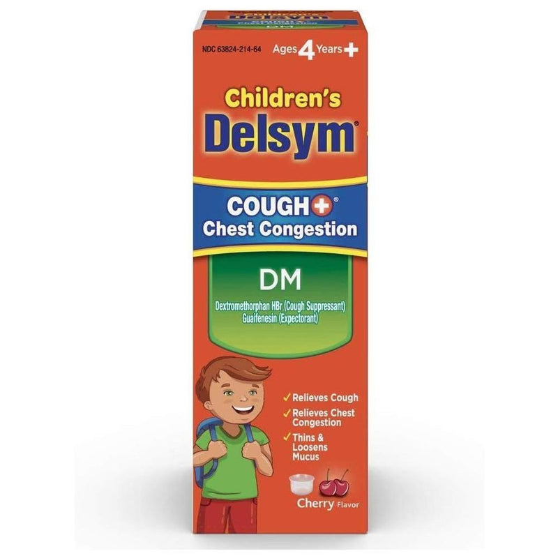 Delsym Delsym Children's DM Cough + Chest Congestion Relief Liquid Cherry 4 Oz Medicine & Drugs White Smoke