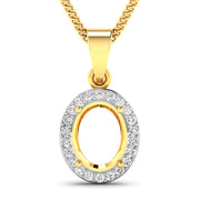 Bids.com 0.22 Carat Genuine White Diamond 14K Yellow Gold Semi Mount Pendant - holds 9x7mm Oval Gemstone Pendants White Smoke