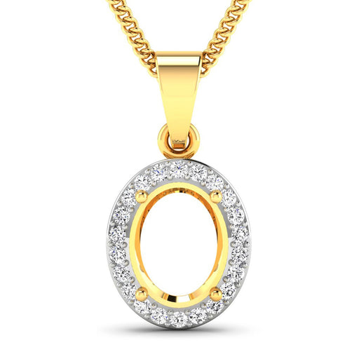 Bids.com 0.22 Carat Genuine White Diamond 14K Yellow Gold Semi Mount Pendant - holds 9x7mm Oval Gemstone Pendants White Smoke