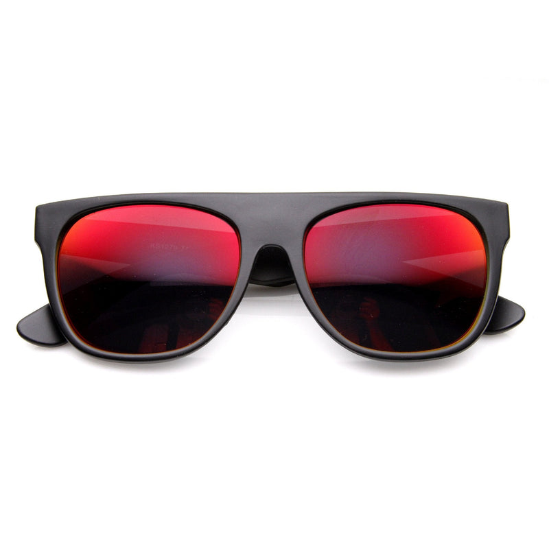 zeroUV Retro Super Flat Top Flash Mirrored Lens Sunglasses 8090 Sunglasses White Smoke Black Fire