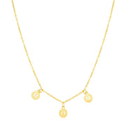 Bids.com 14k Yellow Gold Mom Necklace with Circle Drops Necklaces White Smoke 18 / Yellow Gold