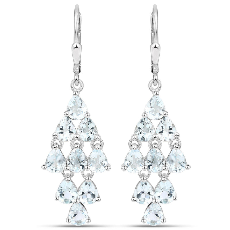 Bids.com 3.96 Carat Genuine Aquamarine .925 Sterling Silver Earrings Earrings White Smoke