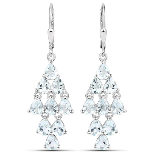 Bids.com 3.96 Carat Genuine Aquamarine .925 Sterling Silver Earrings Earrings White Smoke