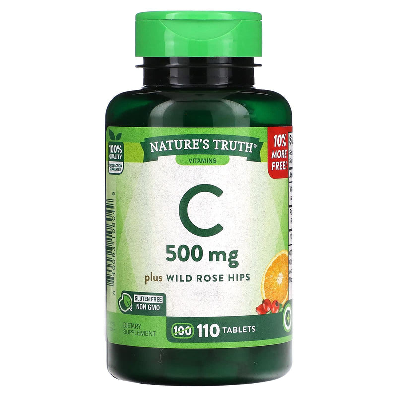 Nature's Truth Nature's Truth S Vitamin C Plus Wild Rose Hips 500 Mg 110 Tablets Vitamins & Supplements White Smoke