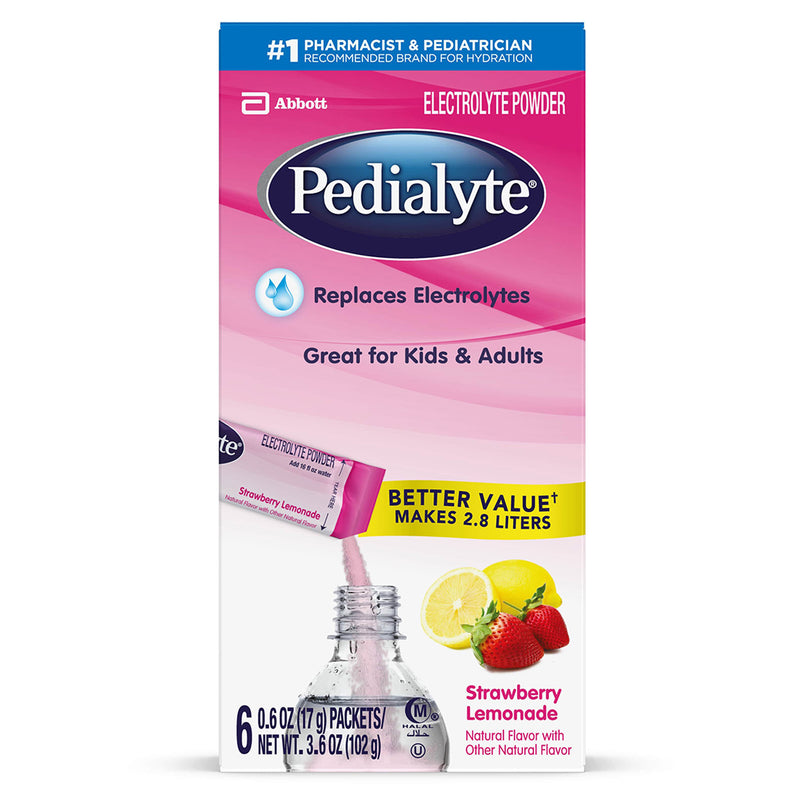 Pedialyte Pedialyte Strawberry Lemonade Electrolyte Powder 6-0.6 Oz Packets Juice White Smoke