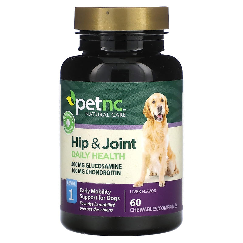 PetNC PetNC Natural Care Hip & Joint Level 1 Daily Health – 60 Liver Flavor Chewables for Dogs Pet Supplies White Smoke