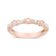 Bids.com 14K Rose Gold 3/8 Cttw Baguette and Round Diamond Bridal Band - (H-I Color, VS1-VS2 Clarity) - Size 6.75 Rings White Smoke 6.75 / Rose.Gold