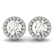 Bids.com 14k White Gold Four Prong Round Halo Diamond Earrings (1 1/6 cttw) Earrings White Smoke White Gold
