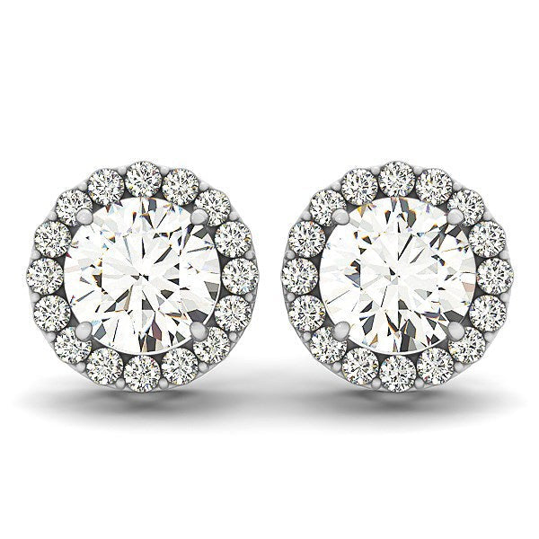 Bids.com 14k White Gold Four Prong Round Halo Diamond Earrings (1 1/6 cttw) Earrings White Smoke White Gold