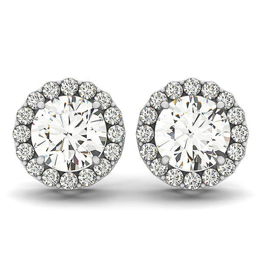 Bids.com 14k White Gold Four Prong Round Halo Diamond Earrings (1 1/6 cttw) Earrings White Smoke White Gold