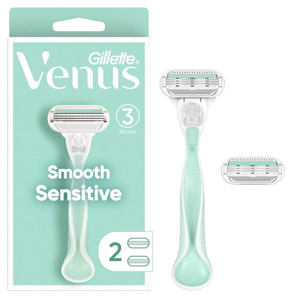 Gillette Venus Gillette Venus Smooth Sensitive Women's Razor Handle + 2 Blade Refills Razors & Razor Blades White Smoke